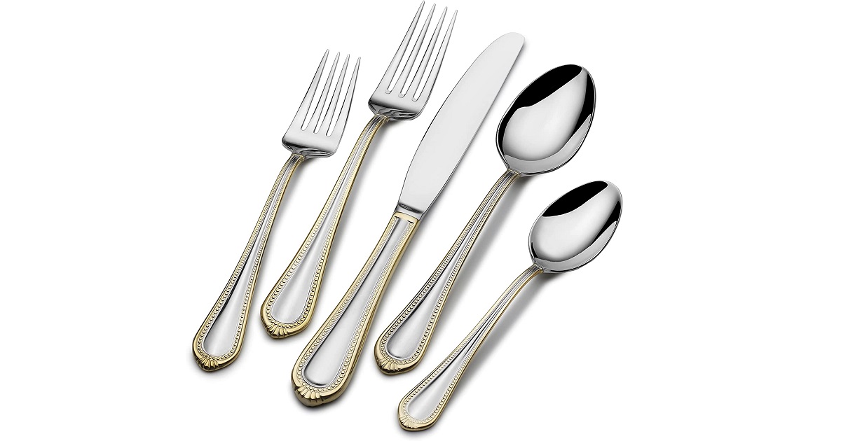 Mikasa Regent Bead Gold 65-Piece Stainless Steel Flatware Set for Only $123.00 (69% OFF)